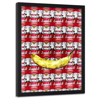 Plakat w ramie czarnej FEEBY Banan i puszki, 50x70 cm - Feeby
