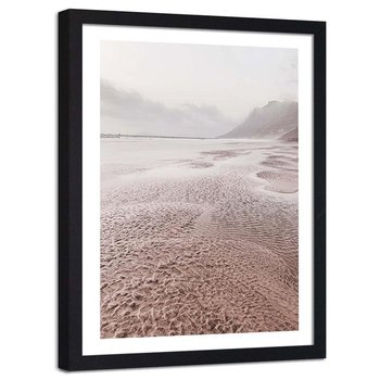 Plakat w ramie czarnej Feeby, Brzeg morza plaża odpływ 60x80 cm - Feeby