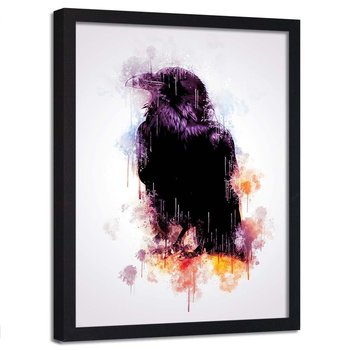 Plakat w ramie czarnej FEEBY Czarny kruk, 70x100 cm - Feeby