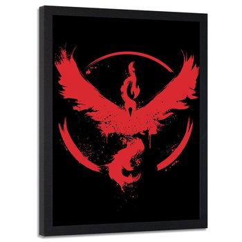 Plakat w ramie czarnej FEEBY Czerwony feniks, 50x70 cm - Feeby