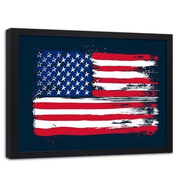 Plakat w ramie czarnej FEEBY Flaga stanów zjednoczonych, 100x70 cm - Feeby