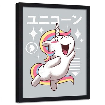 Plakat w ramie czarnej FEEBY Jednorożec anime, 50x70 cm - Feeby