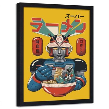 Plakat w ramie czarnej FEEBY Jedzący robot anime, 40x60 cm - Feeby