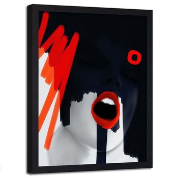 Plakat w ramie czarnej FEEBY Kobieta abstrakcja, 50x70 cm - Feeby