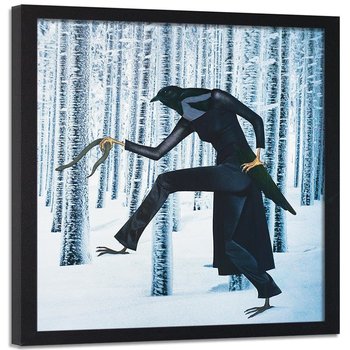 Plakat w ramie czarnej FEEBY Kobieta kruk, 80x80 cm - Feeby