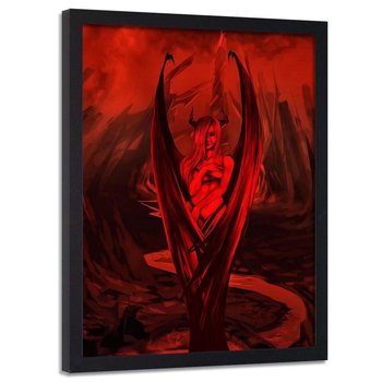 Plakat w ramie czarnej FEEBY Kobieta nietoperz, 40x60 cm - Feeby