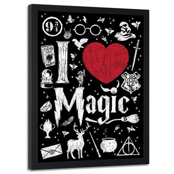 Plakat w ramie czarnej FEEBY Kocham magię, 40x60 cm - Feeby