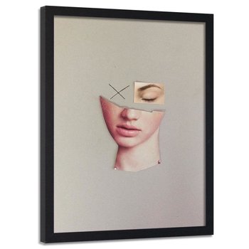 Plakat w ramie czarnej FEEBY Kolaż twarz kobiety, 50x70 cm - Feeby