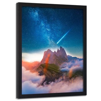 Plakat w ramie czarnej FEEBY Kometa nad górami, 40x60 cm - Feeby
