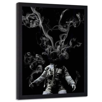 Plakat w ramie czarnej FEEBY Kosmiczny skafander i dym, 70x100 cm - Feeby