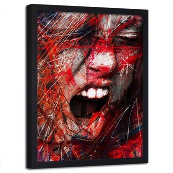 Plakat w ramie czarnej FEEBY Krzycząca kobieta abstrakcja, 50x70 cm - Feeby