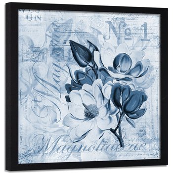 Plakat w ramie czarnej FEEBY Kwiaty magnolii, 40x40 cm - Feeby