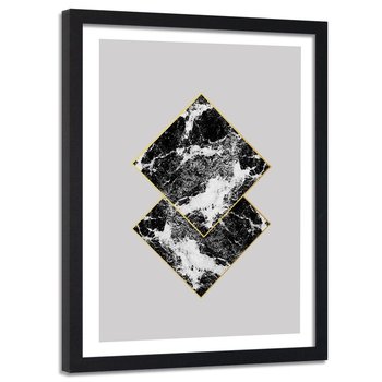 Plakat w ramie czarnej FEEBY Marmurowe kwadraty, 40x60 cm - Feeby