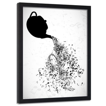 Plakat w ramie czarnej FEEBY Muzyczna herbata, 40x60 cm - Feeby