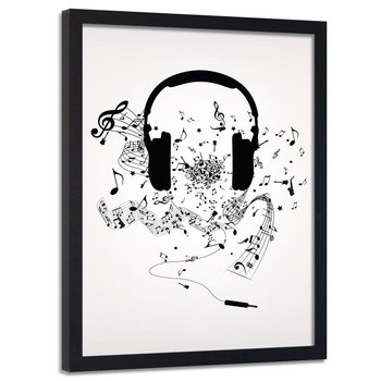Plakat w ramie czarnej FEEBY Muzyczne słuchawki, 40x60 cm - Feeby
