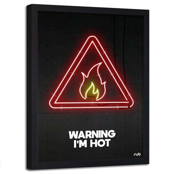 Plakat w ramie czarnej FEEBY Neony gorący jak ogień, 50x70 cm - Feeby