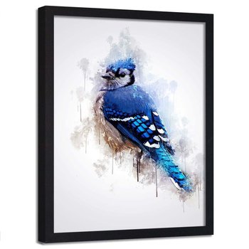 Plakat w ramie czarnej FEEBY Niebieski ptak, 50x70 cm - Feeby