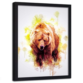 Plakat w ramie czarnej FEEBY Niedźwiedź, 50x70 cm - Feeby