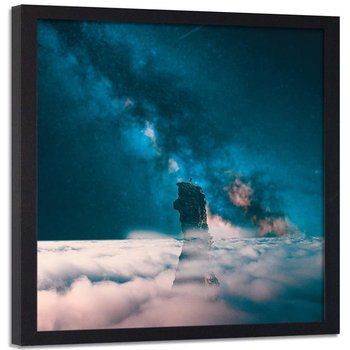 Plakat w ramie czarnej FEEBY Noc w chmurach, 80x80 cm - Feeby