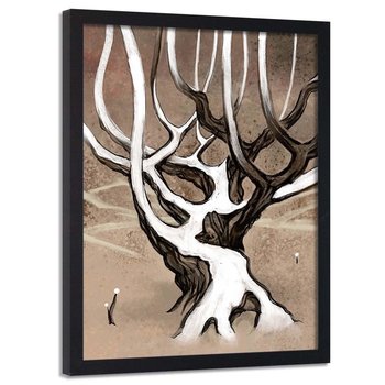 Plakat w ramie czarnej FEEBY Ośnieżone drzewo, 50x70 cm - Feeby