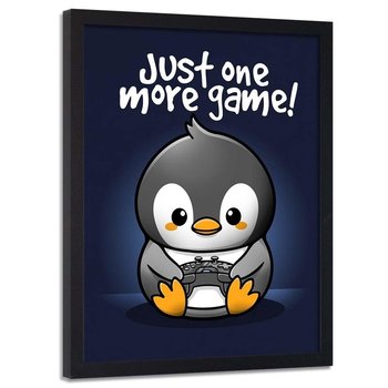 Plakat w ramie czarnej FEEBY Pingwin gracz dla dzieci i młodzieży, 40x60 cm - Feeby