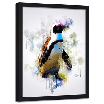 Plakat w ramie czarnej FEEBY Pingwin w kolorach, 40x60 cm - Feeby