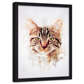 Plakat w ramie czarnej FEEBY Portret kota, 50x70 cm - Feeby