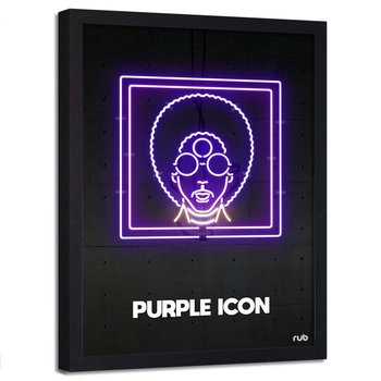 Plakat w ramie czarnej FEEBY Purpurowa ikona neon, 40x60 cm - Feeby