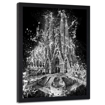 Plakat w ramie czarnej FEEBY Sagrada Familia w Barcelonie, 50x70 cm - Feeby