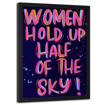Plakat w ramie czarnej FEEBY Slogan o kobietach, 40x60 cm - Feeby