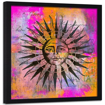Plakat w ramie czarnej FEEBY, Słońce, twarz, 40x40 cm - Feeby