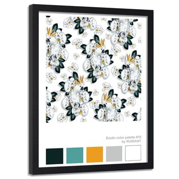 Plakat w ramie czarnej FEEBY Storczyki i kakadu, 70x100 cm - Feeby