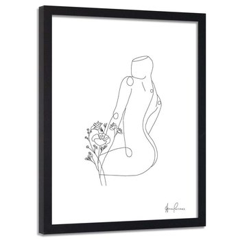 Plakat w ramie czarnej FEEBY Sylwetka kobiety minimalizm, 50x70 cm - Feeby