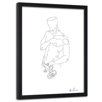 Plakat w ramie czarnej FEEBY Sylwetka mężczyzny, minimalizm, 40x60 cm - Feeby