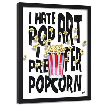 Plakat w ramie czarnej FEEBY Wolę popcorn, 50x70 cm - Feeby