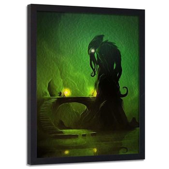 Plakat w ramie czarnej FEEBY Zielony demon, 50x70 cm - Feeby