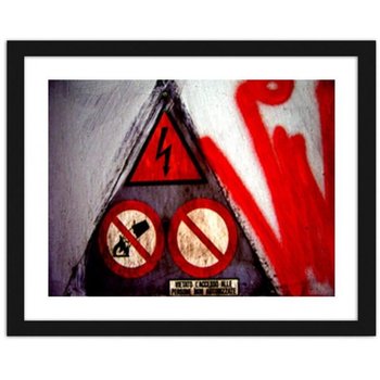 Plakat w ramie czarnej FEEBY, Znak zakazu, 90x60 cm - Feeby
