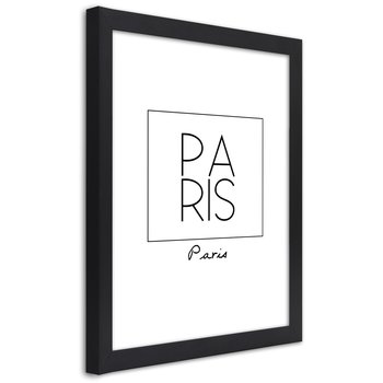 Plakat w ramie czarnej, Napis Paryż 30x45 - Feeby