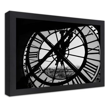 Plakat w ramie czarnej, Ozdobny zegar na wieży 45x30 - Feeby