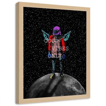 Plakat w ramie naturalnej FEEBY Abstrakcyjny kolaż z astronautą, 70x100 cm - Feeby