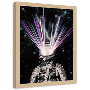 Plakat w ramie naturalnej FEEBY Astronauta abstrakcja, 70x100 cm - Feeby