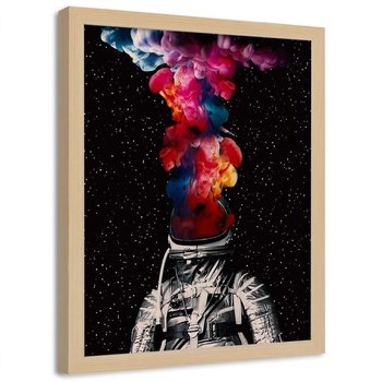 Plakat w ramie naturalnej FEEBY Astronauta i kolory, 70x100 cm - Feeby