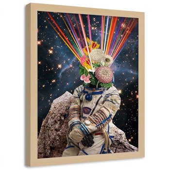 Plakat w ramie naturalnej FEEBY Astronauta kolaż, 40x60 cm - Feeby
