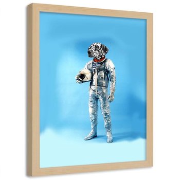Plakat w ramie naturalnej FEEBY Astronauta z głową psa, 40x60 cm - Feeby