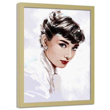 Plakat w ramie naturalnej FEEBY Audrey Hepburn, 70x100 cm - Feeby