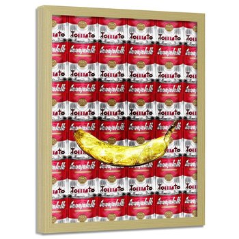 Plakat w ramie naturalnej FEEBY Banan i puszki, 70x100 cm - Feeby