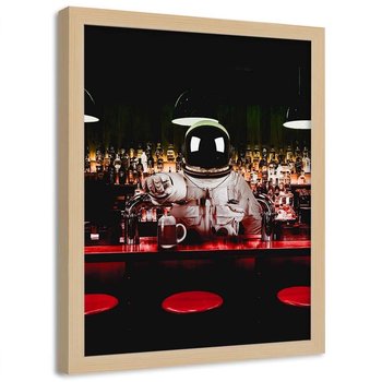 Plakat w ramie naturalnej FEEBY Barman astronauta, 40x60 cm - Feeby