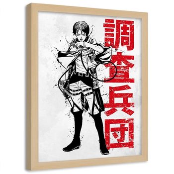 Plakat w ramie naturalnej FEEBY Bohaterka anime, 70x100 cm - Feeby