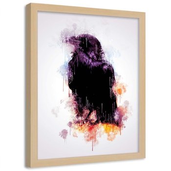 Plakat w ramie naturalnej FEEBY Czarny kruk, 70x100 cm - Feeby