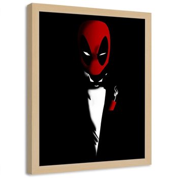 Plakat w ramie naturalnej FEEBY Deadpool, portret, 50x70 cm - Feeby
